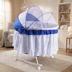 NEW Born Baby Swing Cradle Bed With Mosquito Net Canopy Bassinet Wheel System (KDD-720) - Image 2