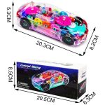 Concept Racing Car Toy Musical Toys 360 Degrees Rotating Transparent Car with Music & 3D Flashing Lights for Kids Toy Multicolour - Image 2