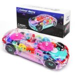 Concept Racing Car Toy Musical Toys 360 Degrees Rotating Transparent Car with Music & 3D Flashing Lights for Kids Toy Multicolour